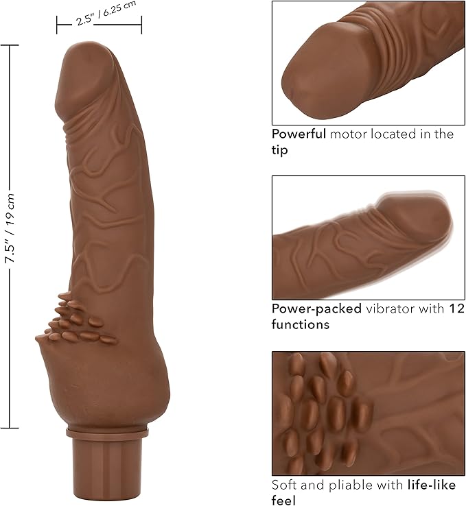 JUGUETES - STUD RECHARGEABLE POWER -BROWN CLITERRIFIC 12 FUNCTIONS
