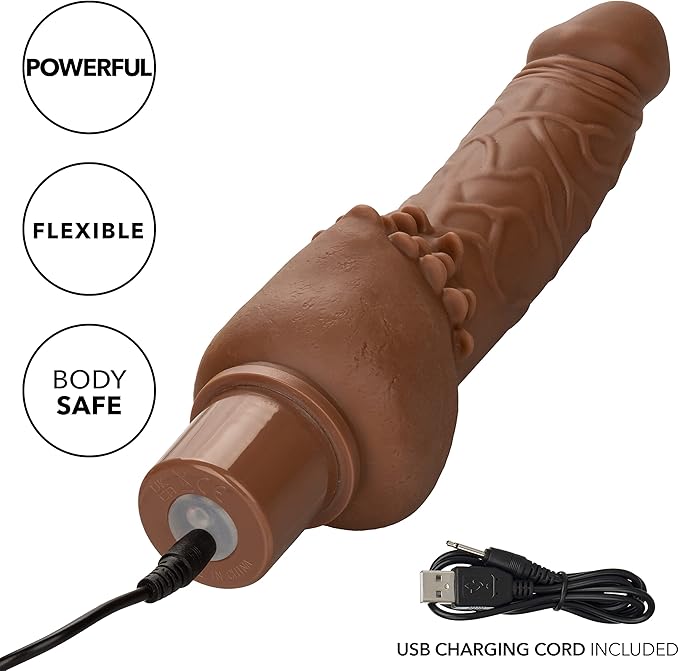 JUGUETES - STUD RECHARGEABLE POWER -BROWN CLITERRIFIC 12 FUNCTIONS
